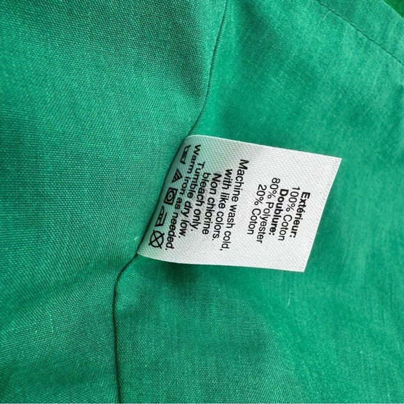 J. Crew Kelly Green Cotton Button Eyelet Sleeveless Midi Dress w/Pockets Medium - Picture 12 of 12